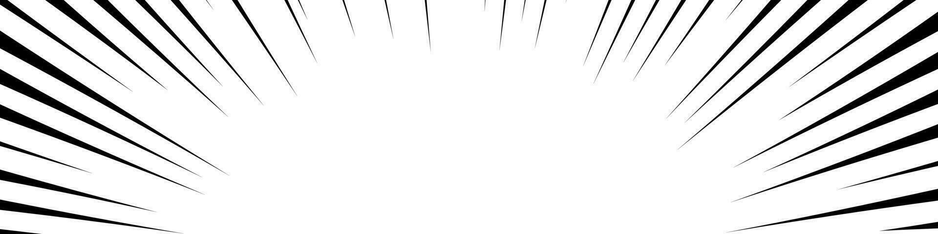 Comic book speed lines. Action lines Manga effect. Pattern of fast burst anime boom. Vector isolated illustration
