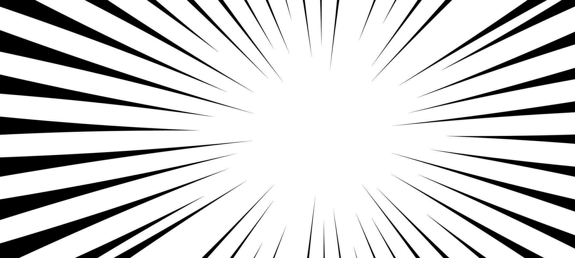 Comic book speed lines. Action lines Manga effect. Pattern of fast burst anime boom. Vector isolated illustration