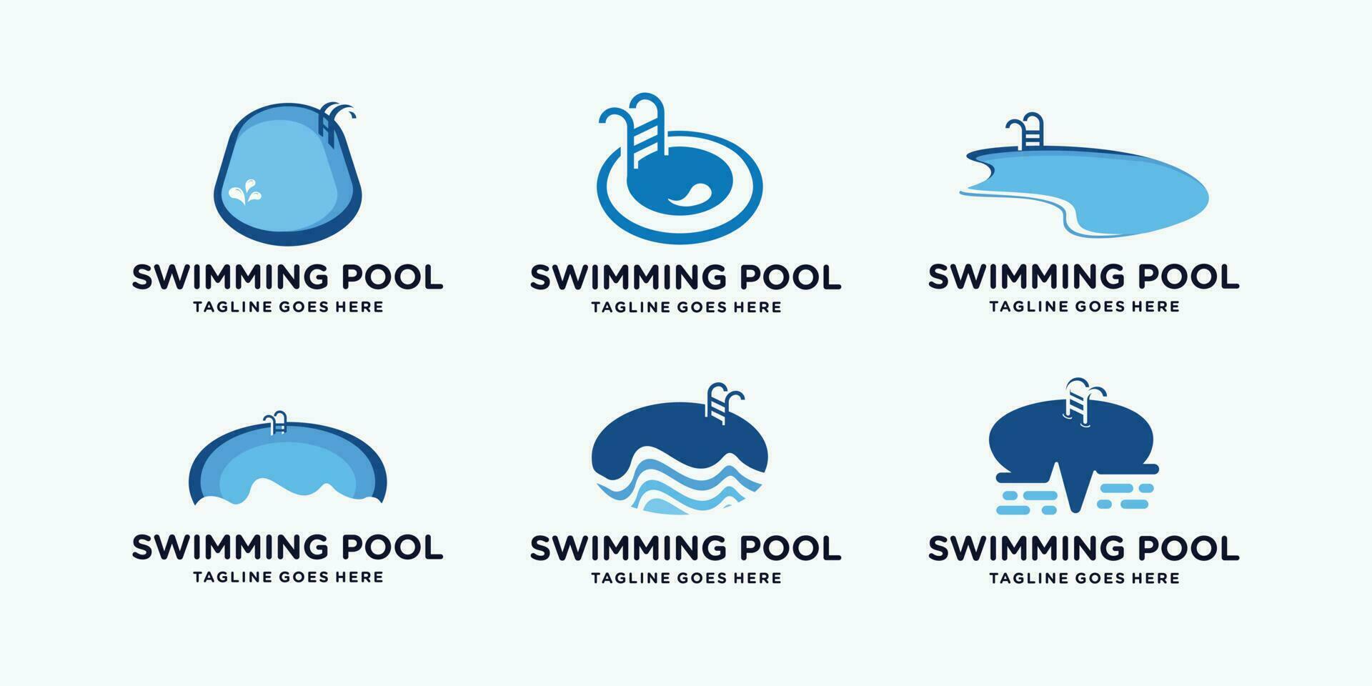 swimming pool set logo design template. inspirations swimming pool logotype. vector