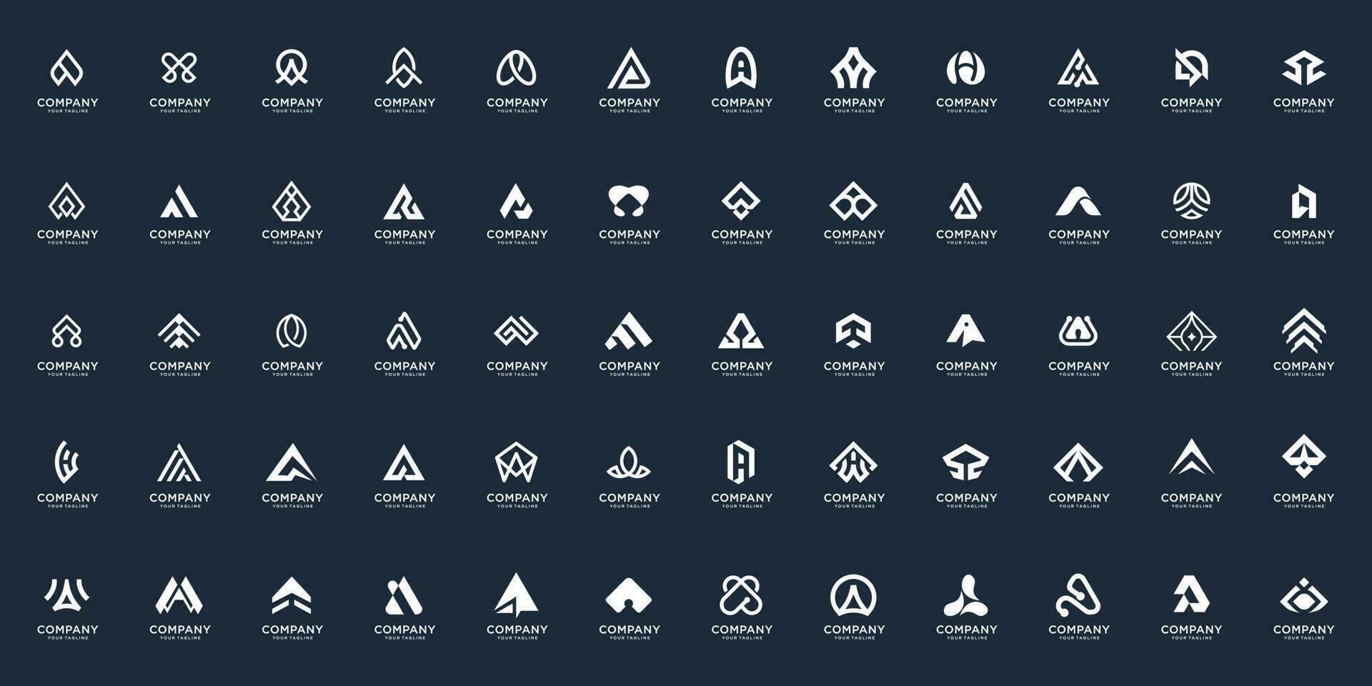 conjunto de resumen inicial un logo forma diseño modelo. inspiración monograma en negro antecedentes vector