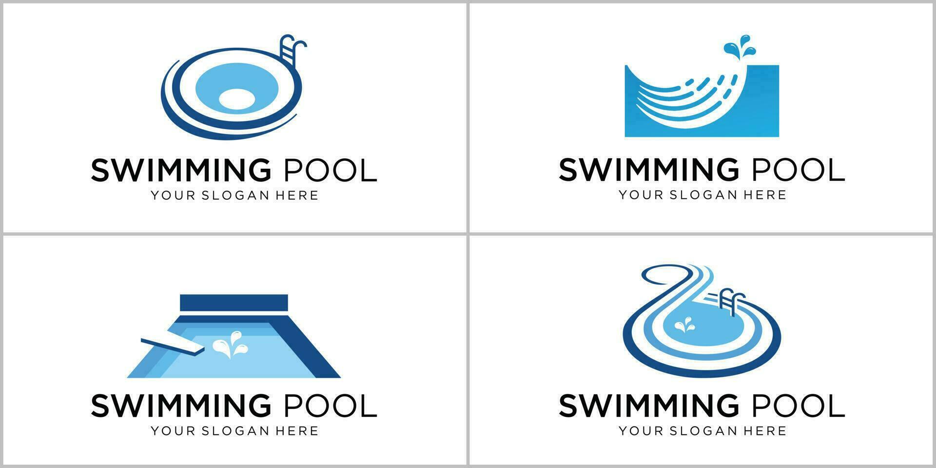 collection of swimming pool logo design template. inspirations swimming pool logotype. vector