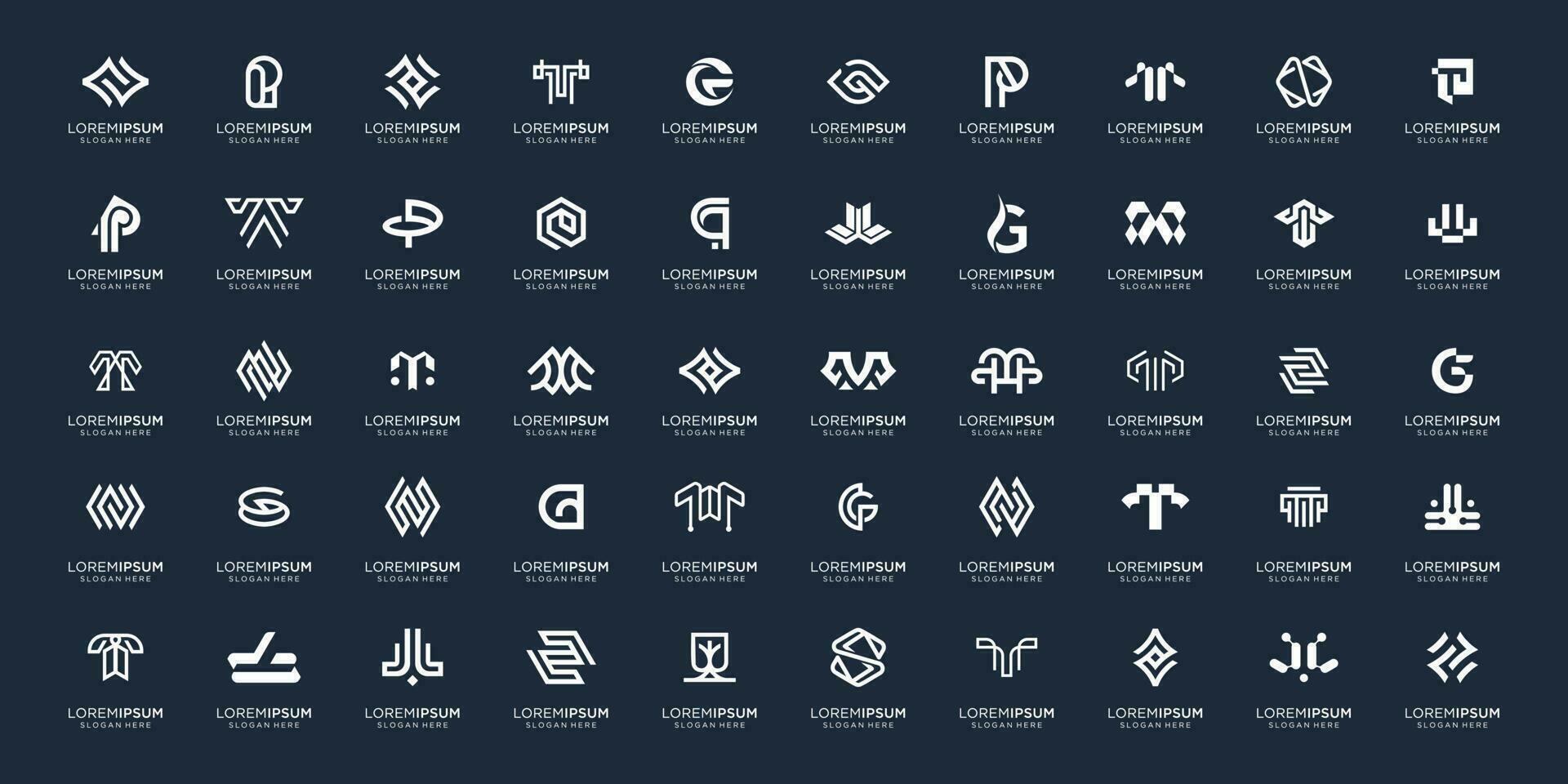 vector mega logo monograma, inicial, alfabeto, y letra colección un - z logotipo firmar emblema.