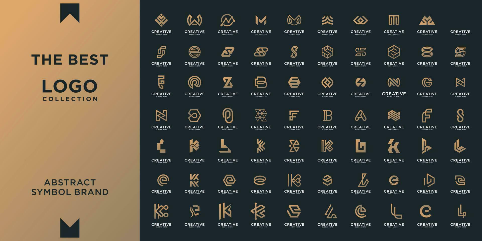 Mega logo collection, Abstract symbol design concept for branding with golden gradient. vector