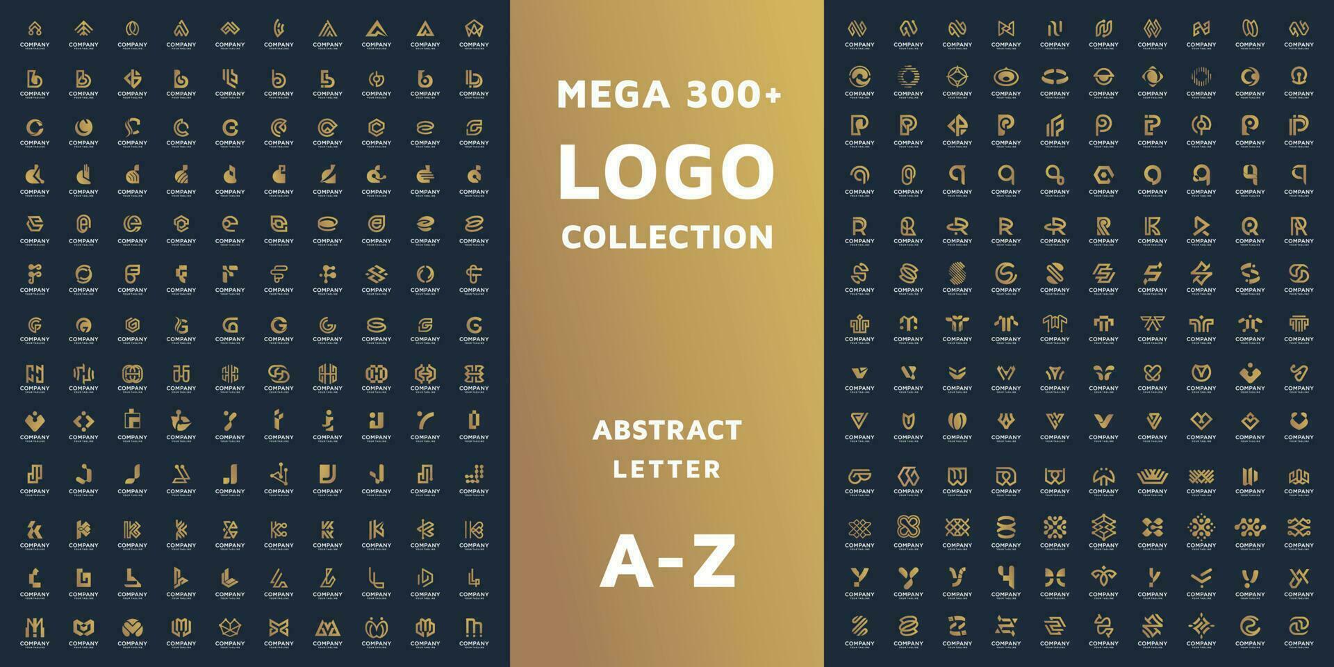 mega logos collection, abstract initial letter A to Z branding modern. logotype design template inspiration. monogram gradient color vector