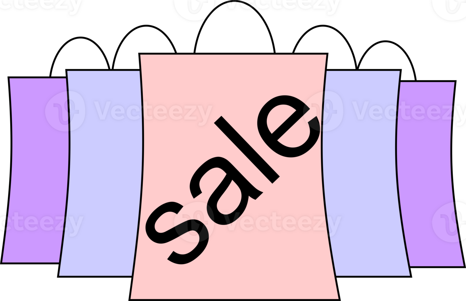 color graphic drawing of packages with purchases without background, isolated element png