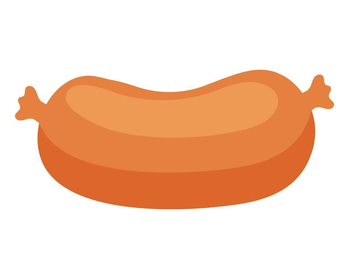 Smoked sausage. Meat product. Vector illustration.
