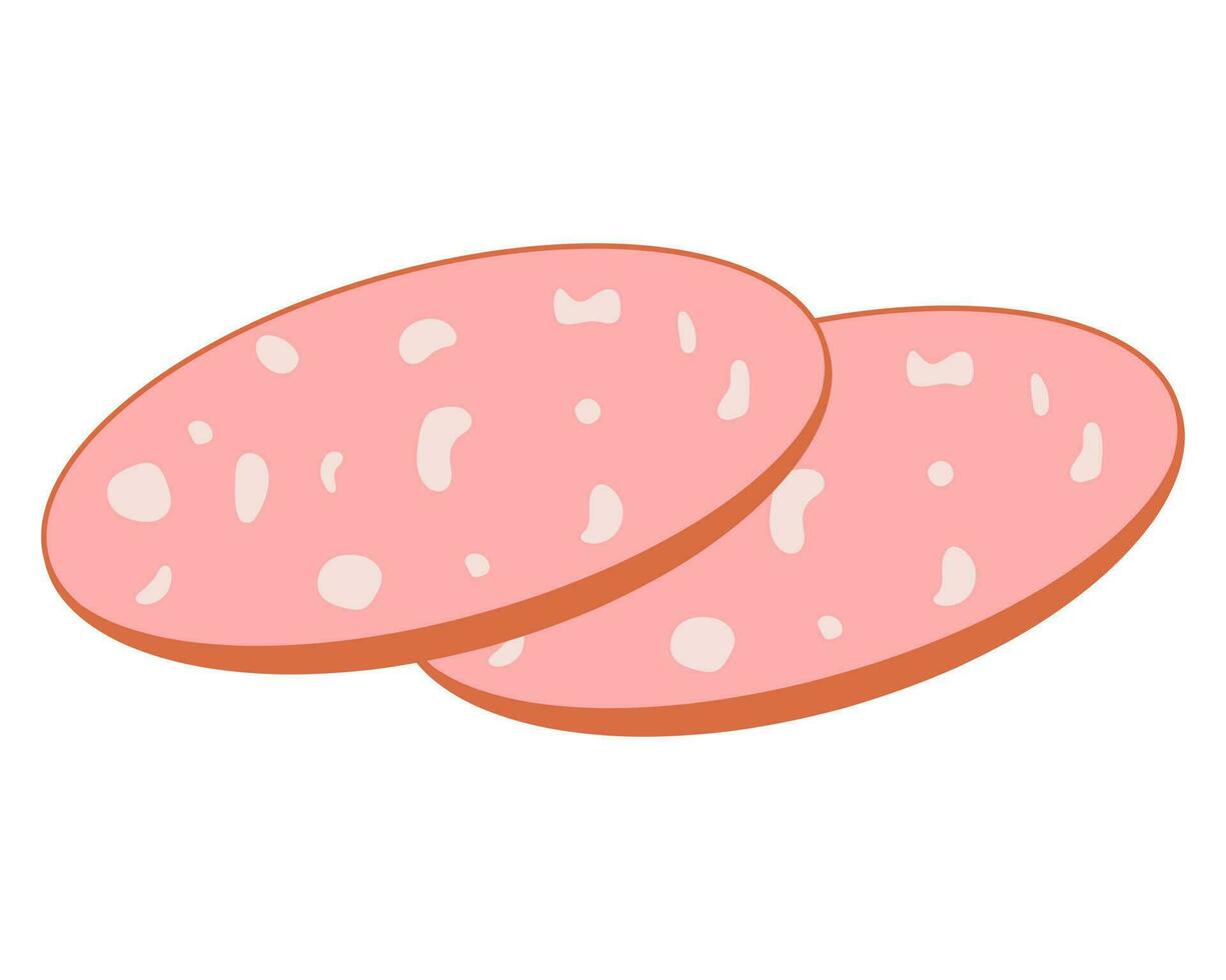 Slices of boiled sausage. Meat product. food. Vector illustration.