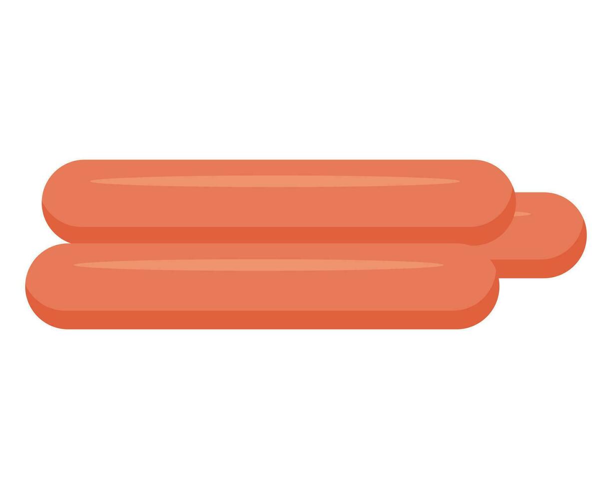 Smoked sausage. Meat product. Food. Vector illustration.