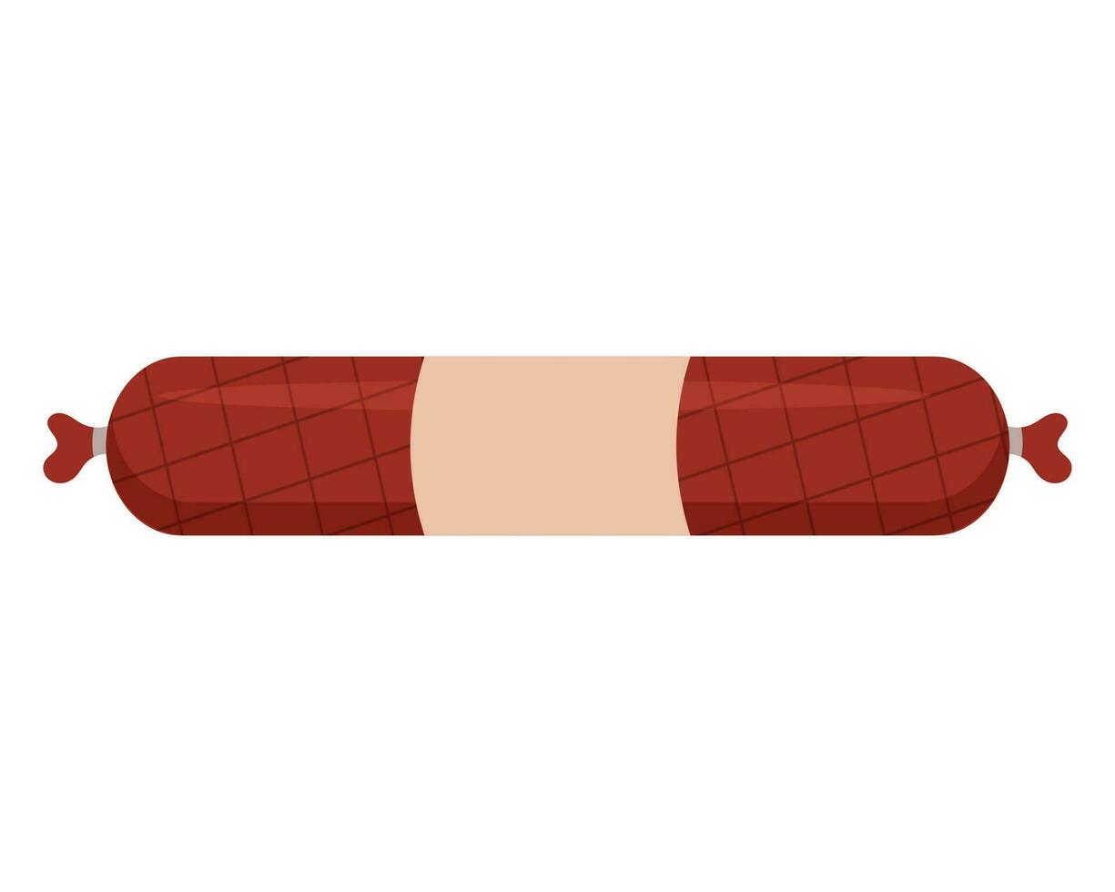 Smoked sausage. Food. Meat product. Vector illustration.
