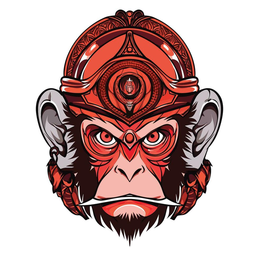 Modern monkey face logo and t-shirt vector design