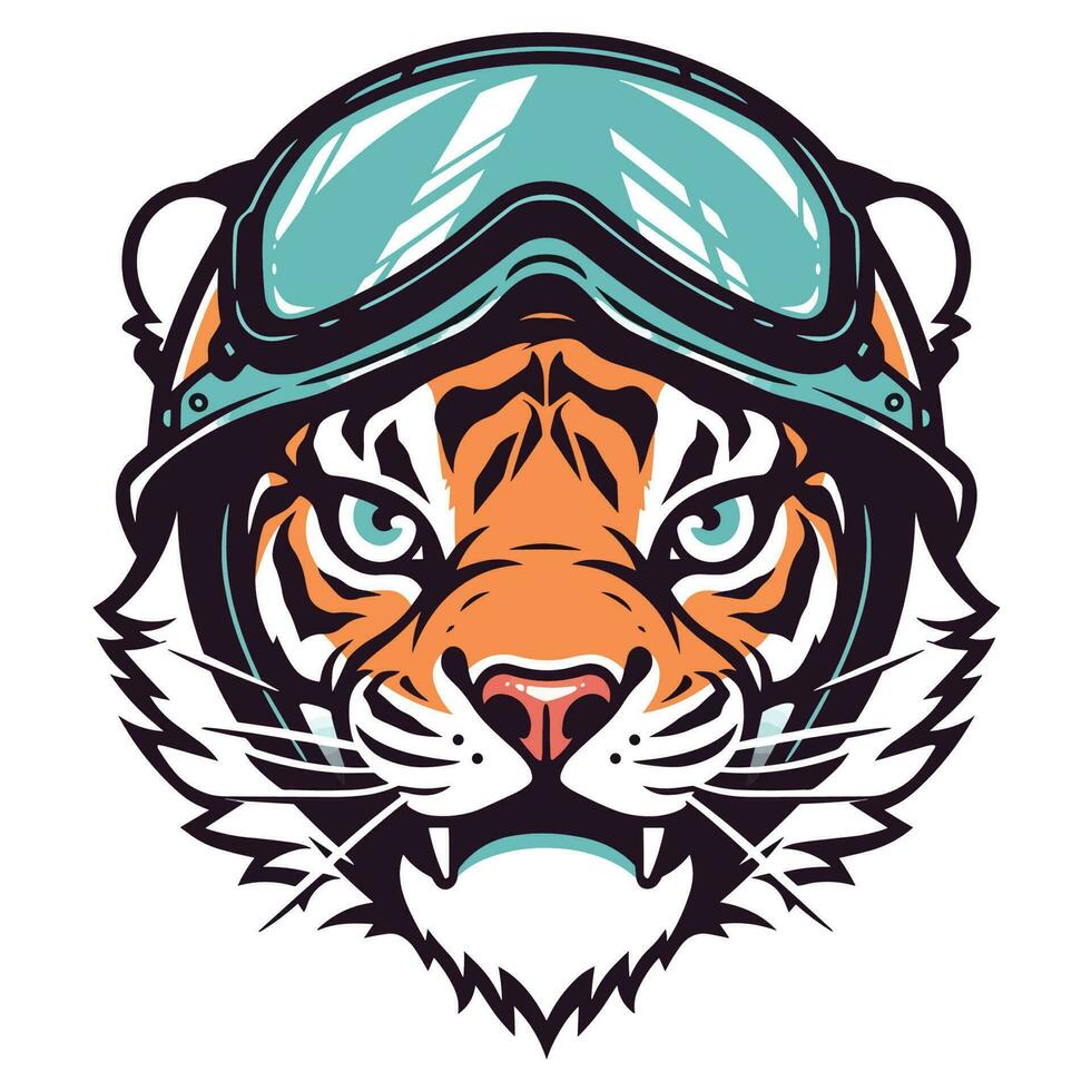 Tigre cabeza motorista logo vector camiseta diseño