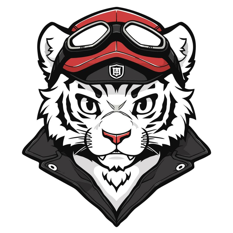 Tigre cabeza motorista logo vector camiseta diseño
