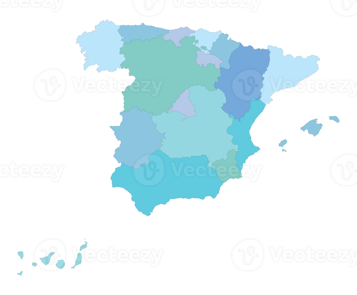 mapa do Espanha em azul cor administrativo mapa png