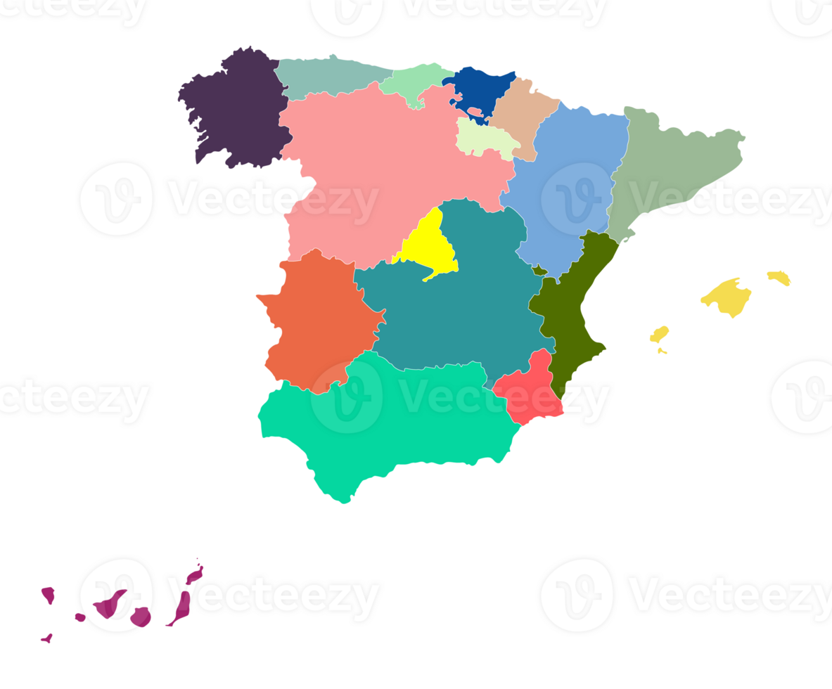 Espanha mapa com multicolorido político mapa png
