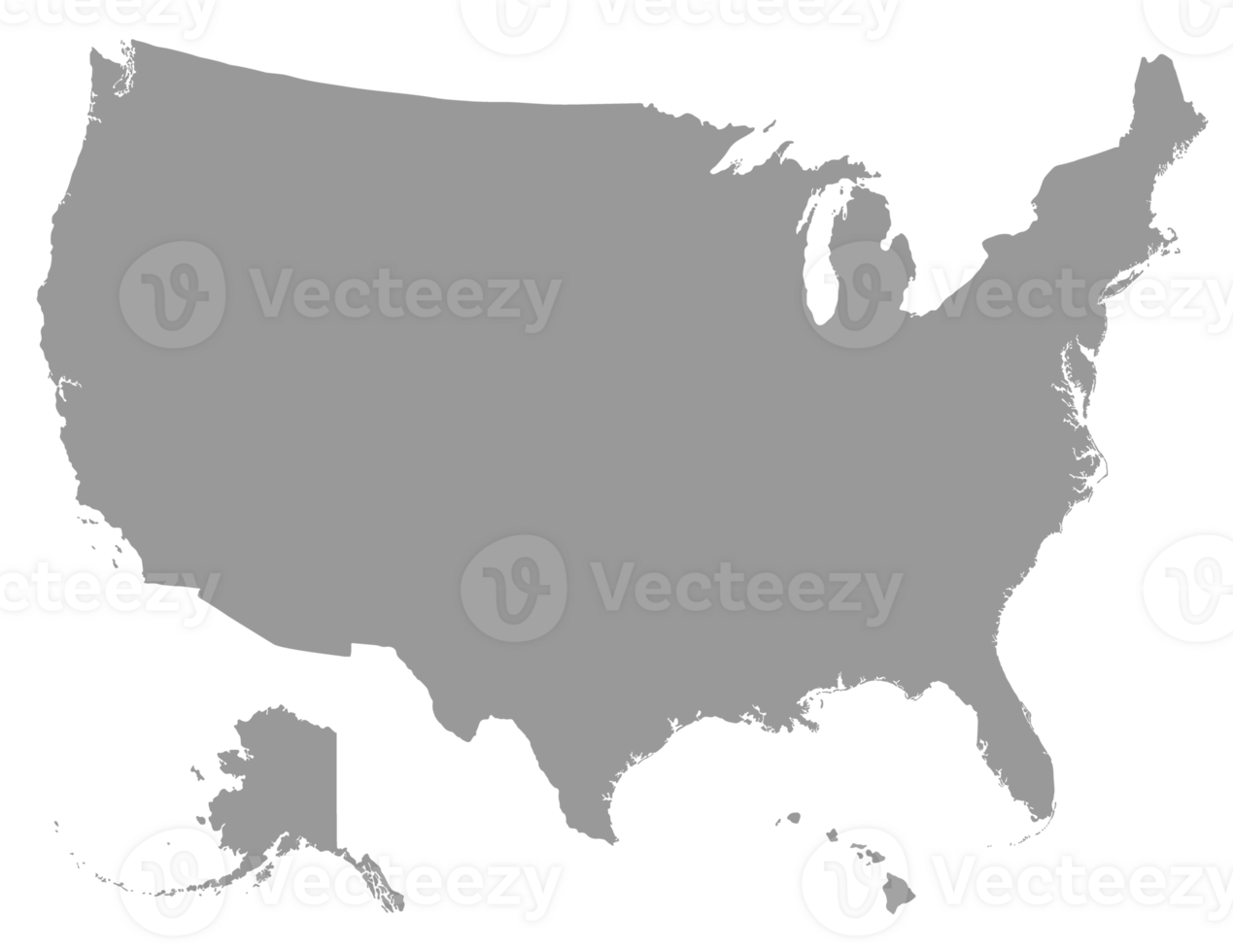 USA map, America map, United States of America map isolated on grey color png