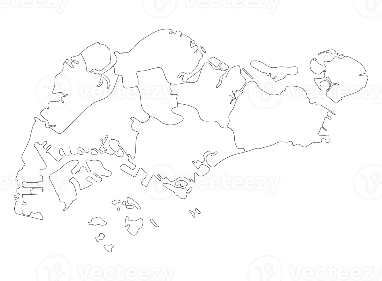Singapore map of white-black outline. png