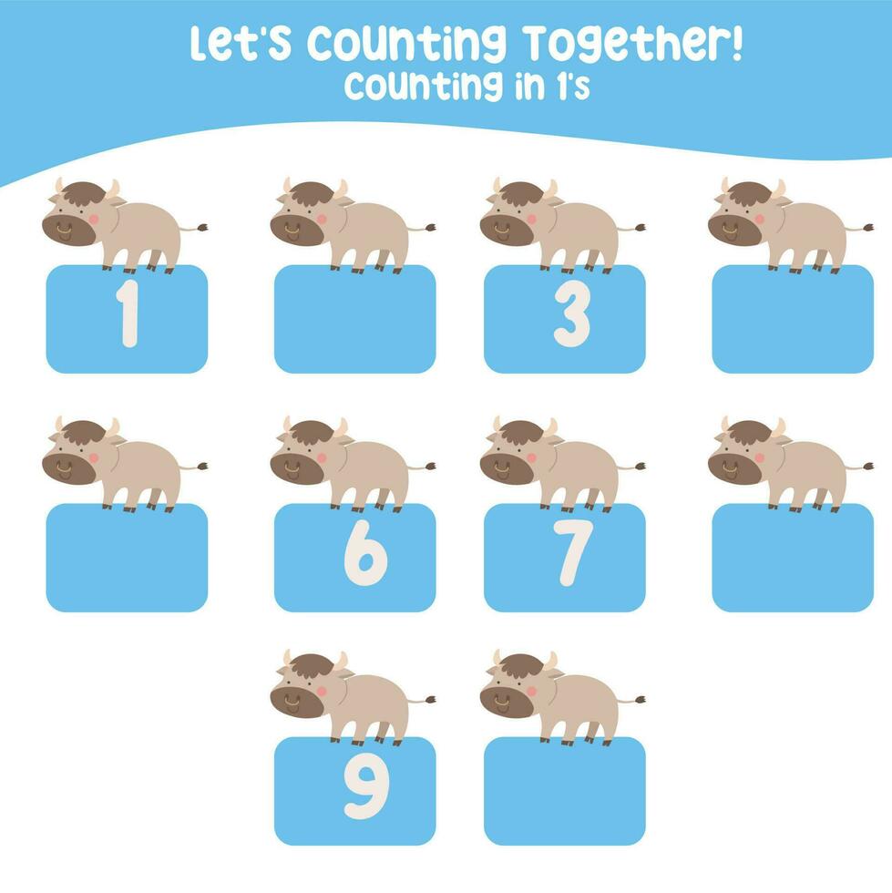 Counting animal for Preschool Children. Educational printable math worksheet. Counting practice. Vector file.