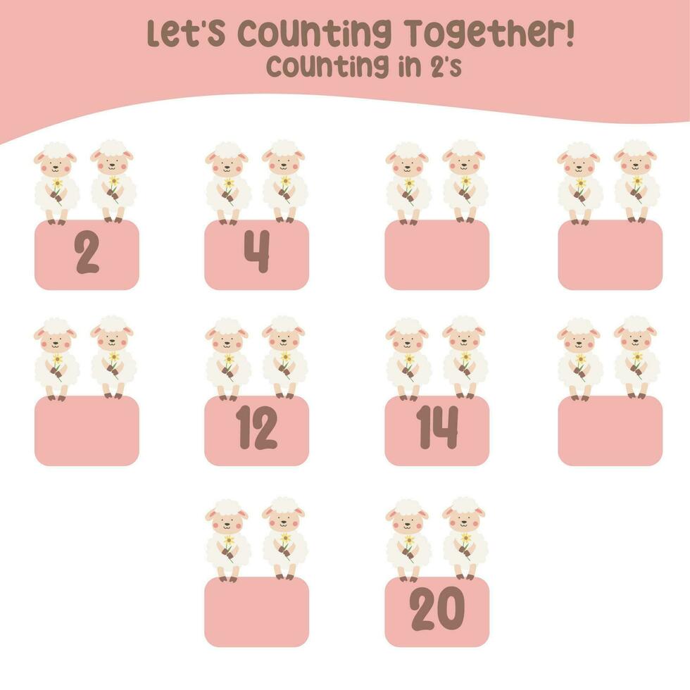 Counting animal for Preschool Children. Educational printable math worksheet. Counting practice. Vector file.