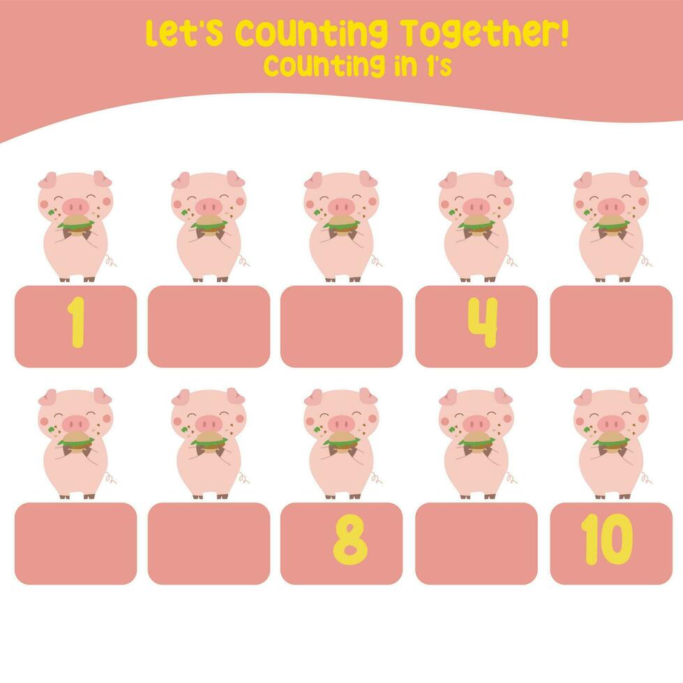 Counting animal for Preschool Children. Educational printable math worksheet. Counting practice. Vector file.