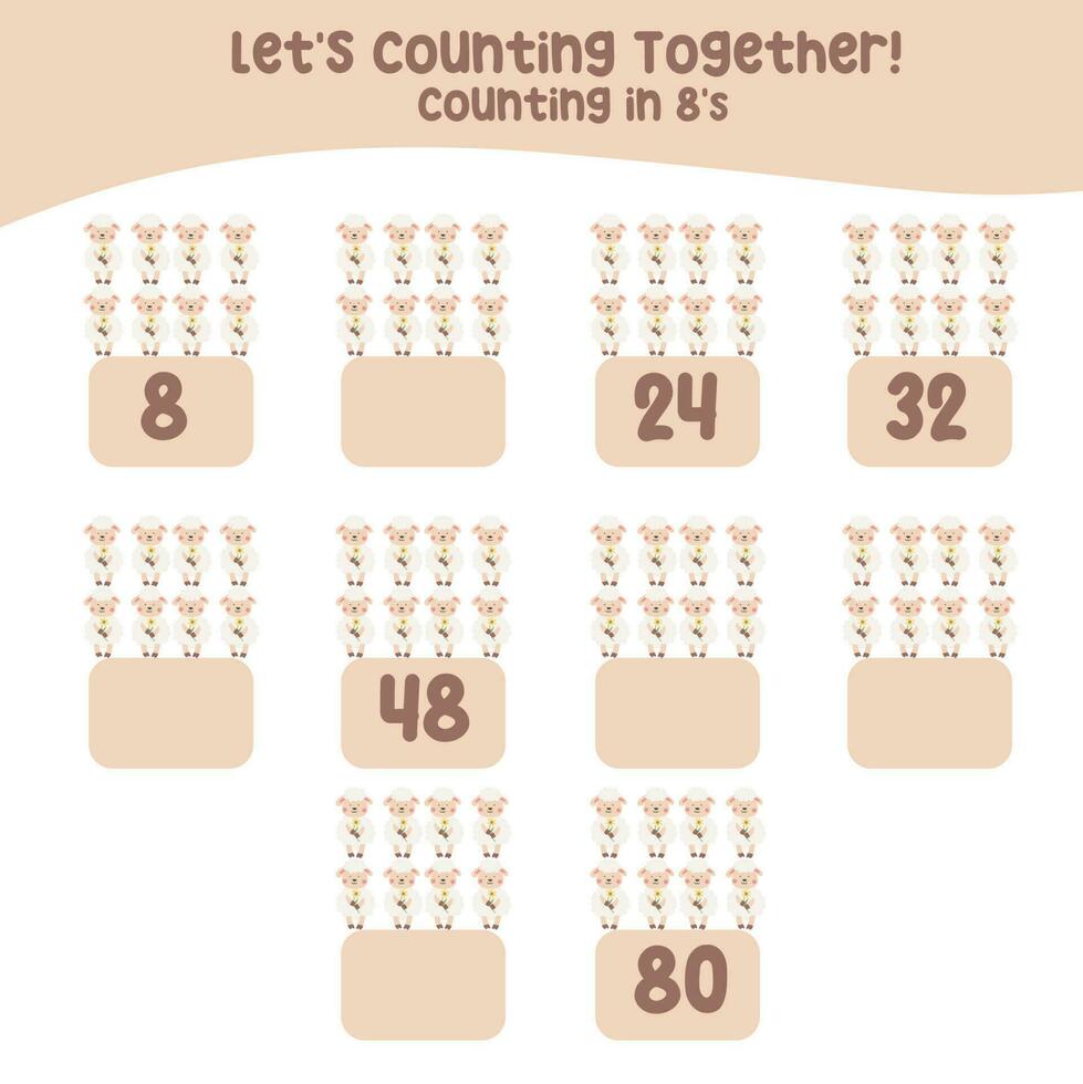 Counting animal for Preschool Children. Educational printable math worksheet. Counting practice. Vector file.