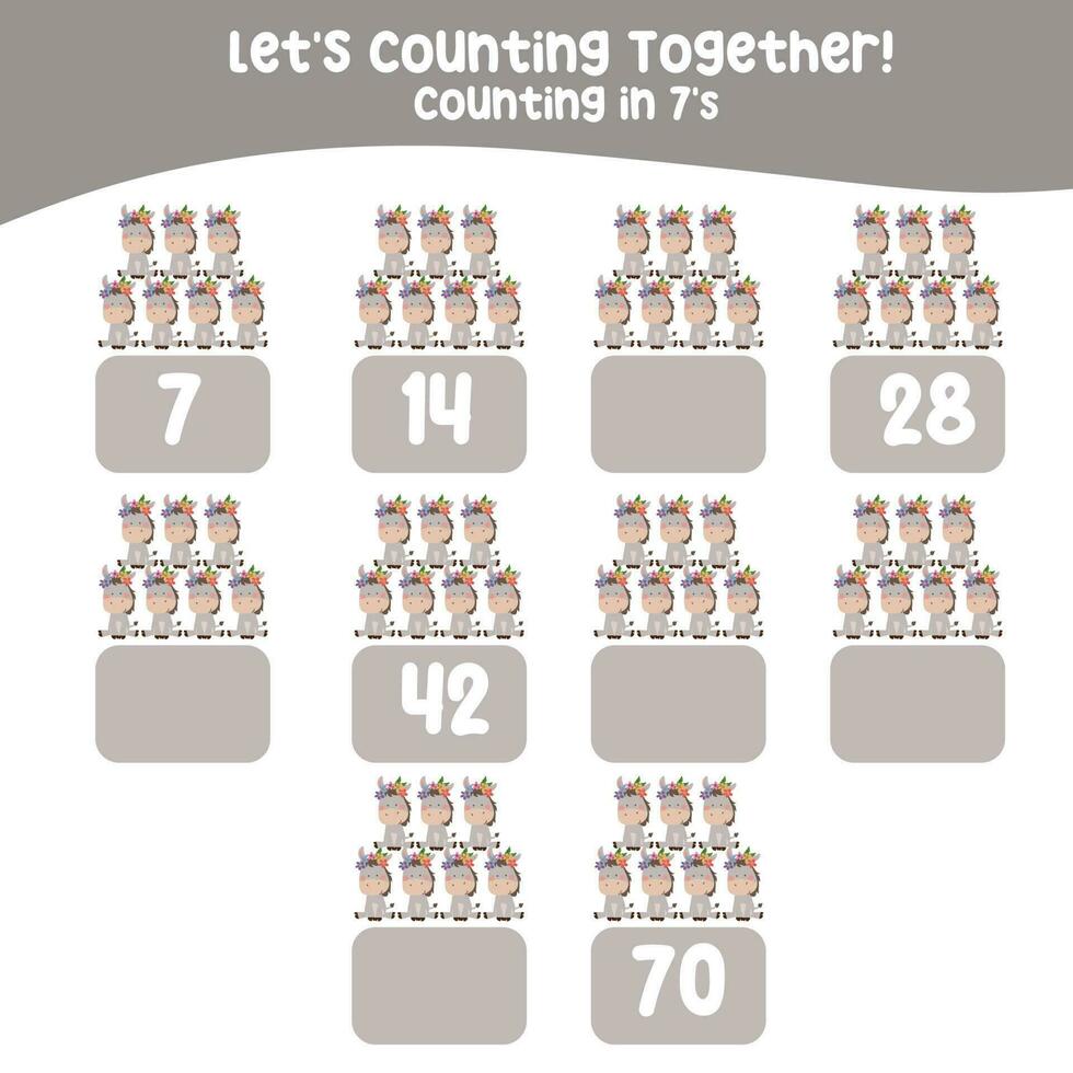 Counting animal for Preschool Children. Educational printable math worksheet. Counting practice. Vector file.