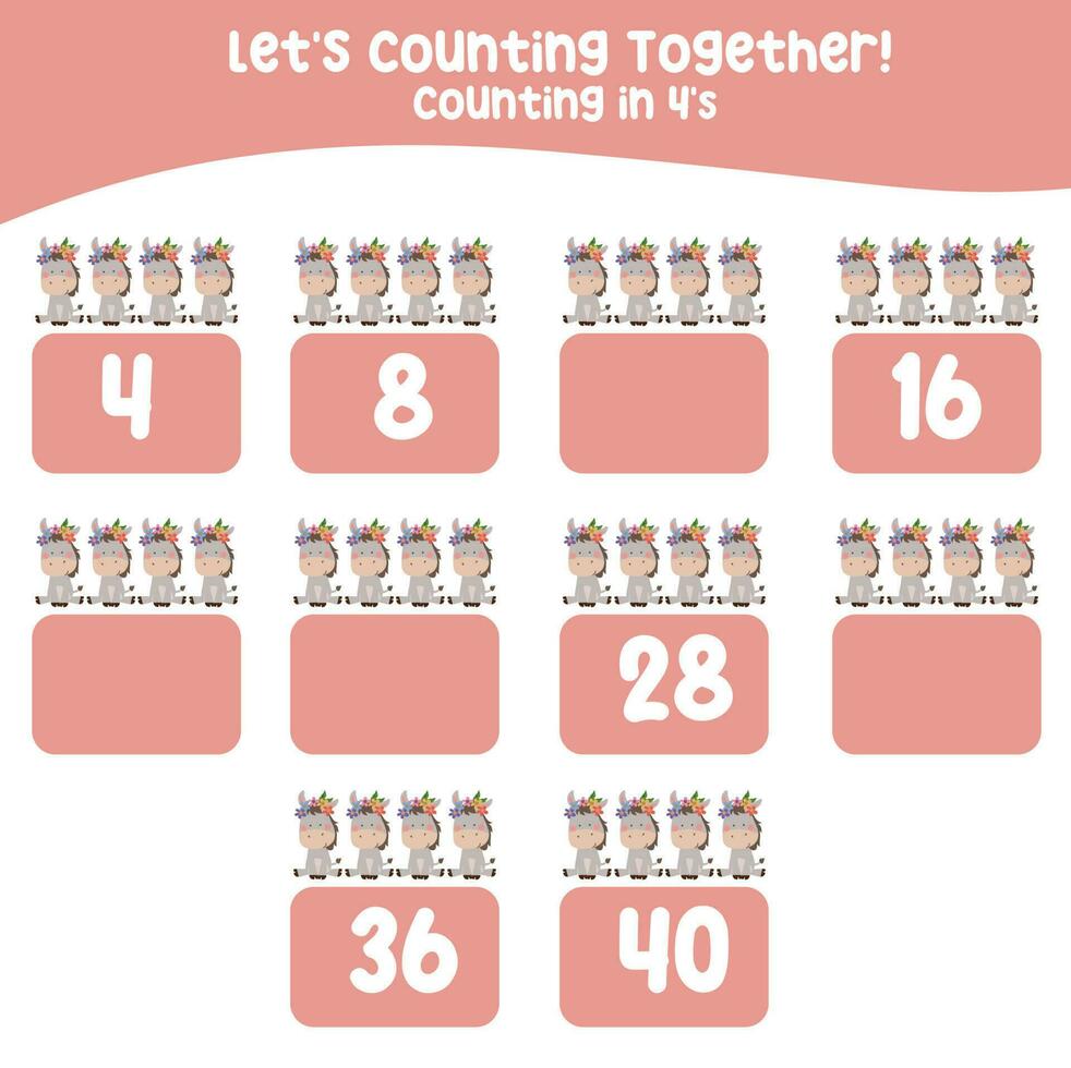 Counting animal for Preschool Children. Educational printable math worksheet. Counting practice. Vector file.
