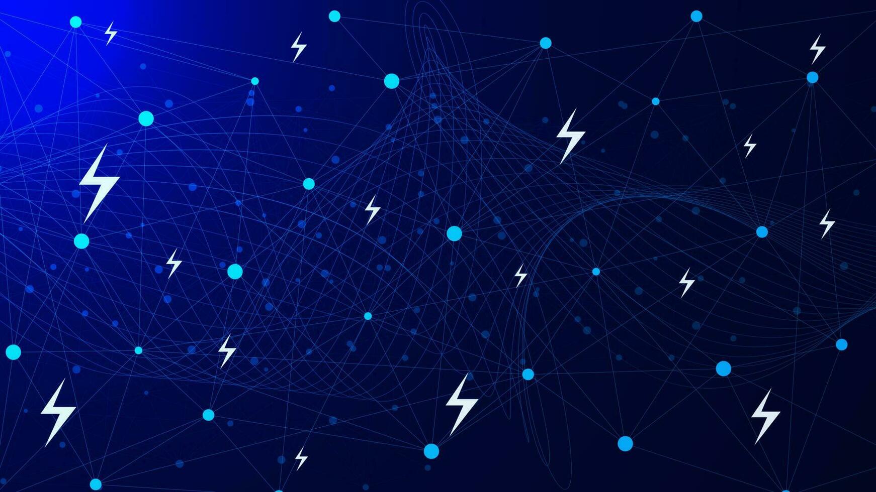 Abstract dots and lines connection with thunderbolt for electric network concept design. Vector illustration.