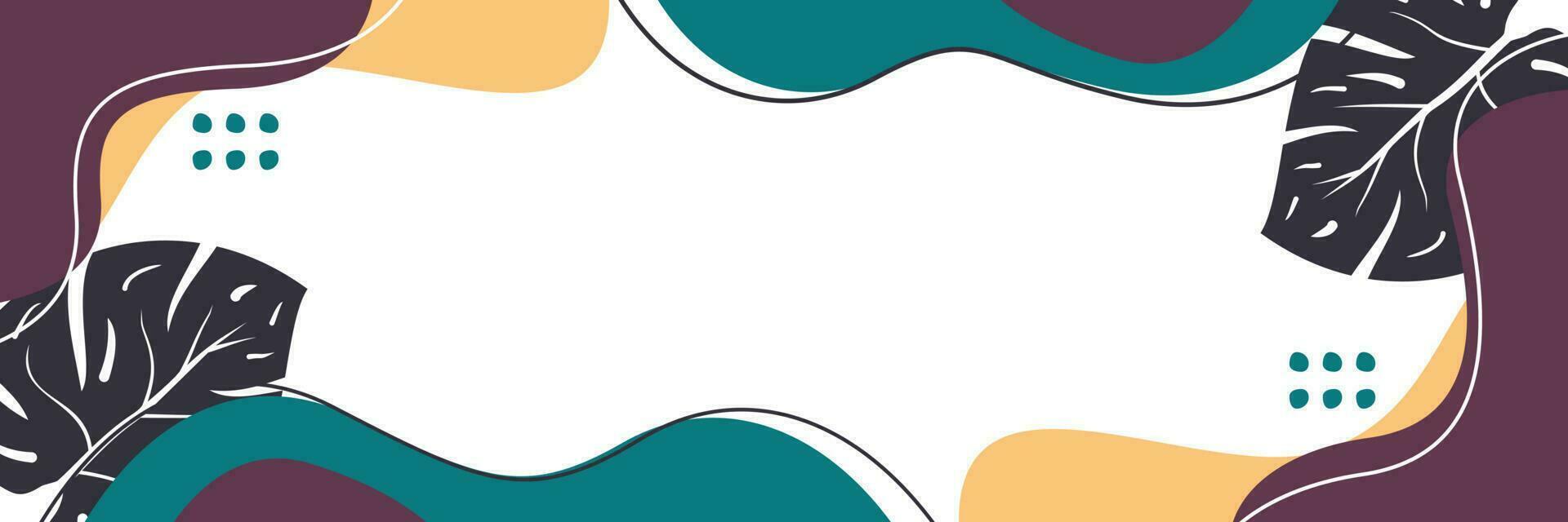 summer background of abstract shapes, waves and leaves pattern with free space for text. Template for banner, poster, social media, web. vector