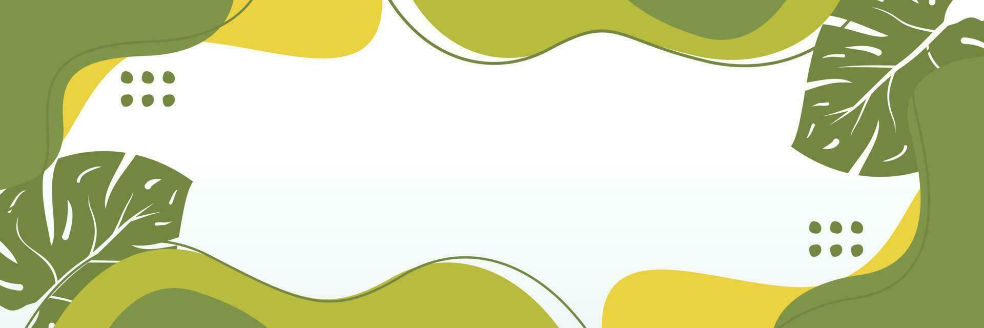 summer background of abstract shapes, waves and leaves pattern with free space for text. Template for banner, poster, social media, web. vector