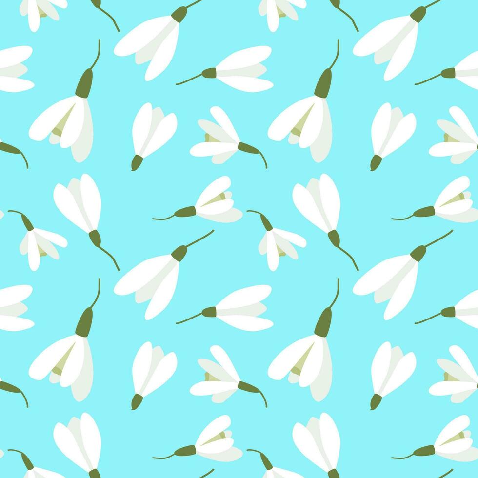 Seamless background with snowdrops vector