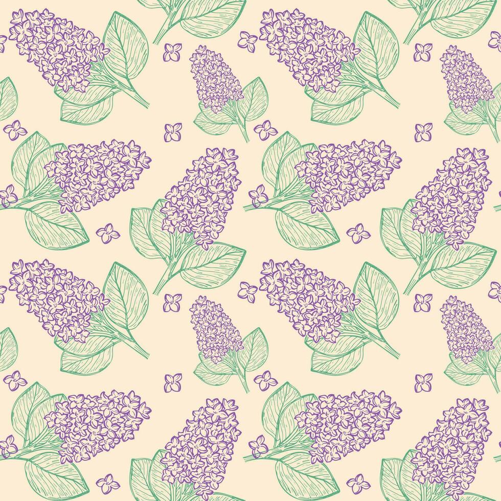 Lilac branches seamless pattern vector