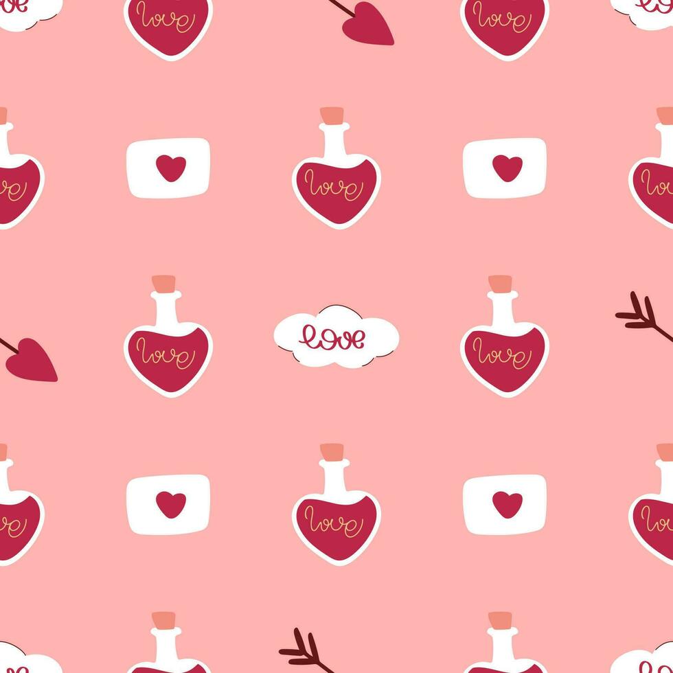 Romantic love seamless pattern vector