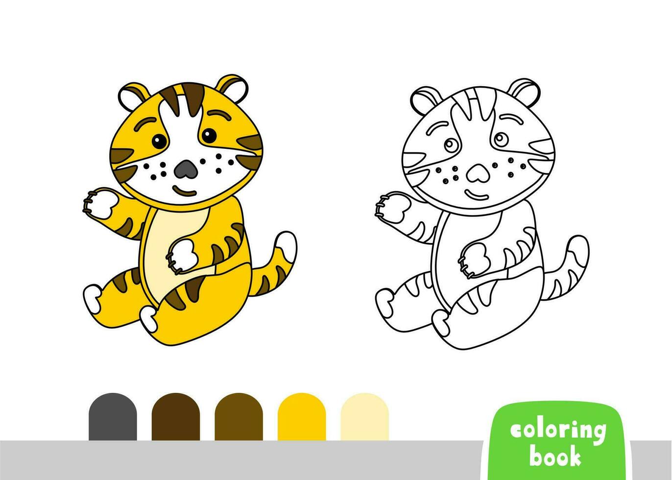 linda Tigre cachorro colorante libro para niños página para libros, revistas, vector ilustración garabatear modelo