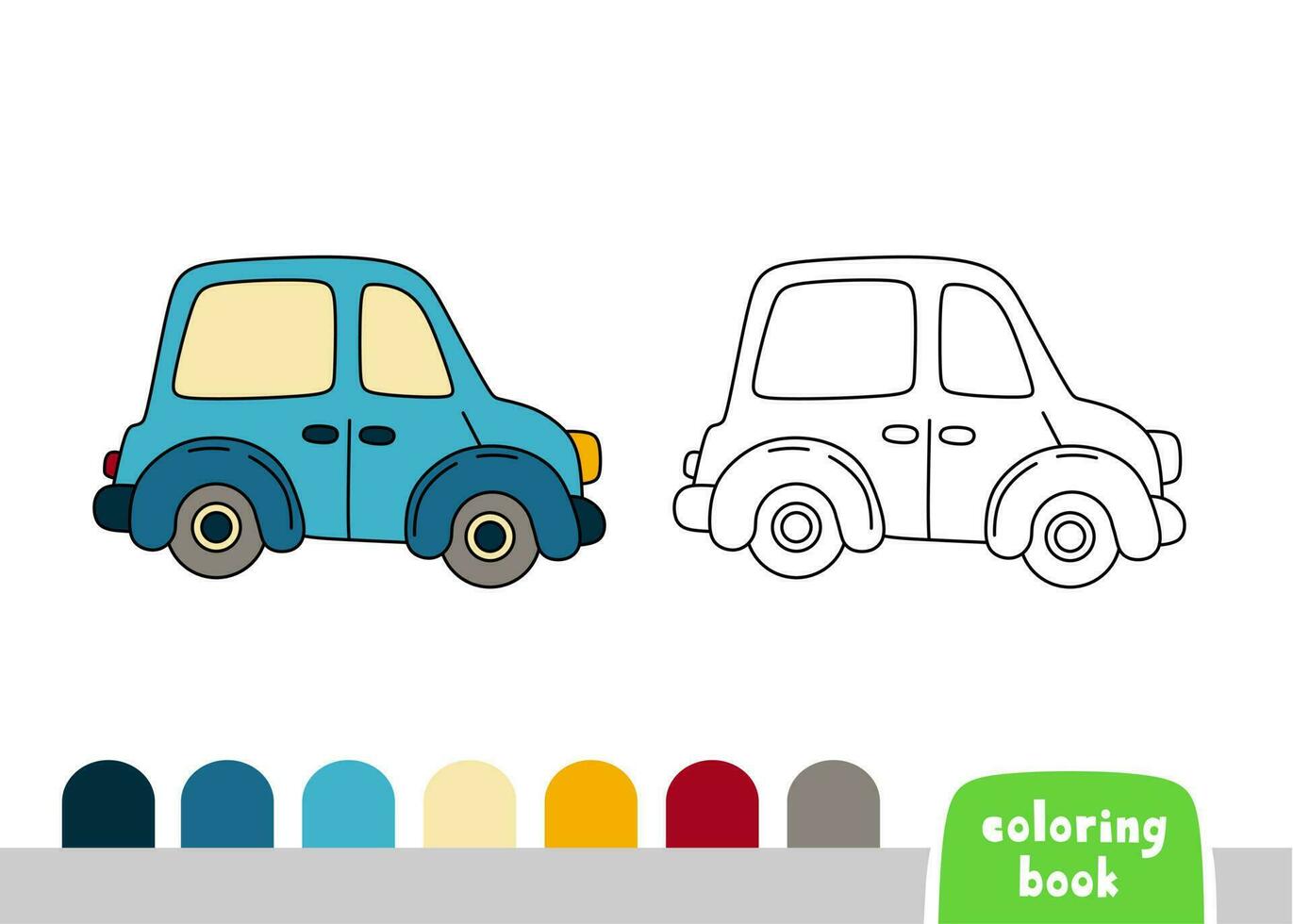 Car Coloring Book for Kids Page for Books, Magazines, Doodle Vector Illustration Template