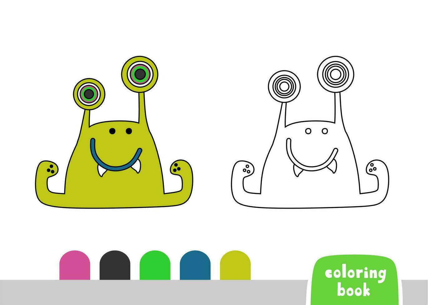 Cute Monster Coloring Book for Kids Page for Books, Magazines, Doodle Vector Illustration Template