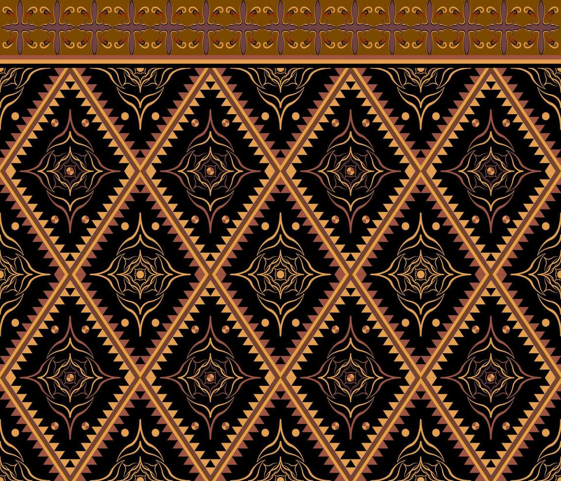 Ethnic folk geometric seamless pattern in black and brown in vector illustration design for fabric, mat, carpet, scarf, wrapping paper, tile and more