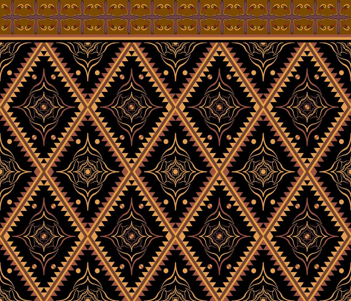 Ethnic folk geometric seamless pattern in black and brown in vector illustration design for fabric, mat, carpet, scarf, wrapping paper, tile and more