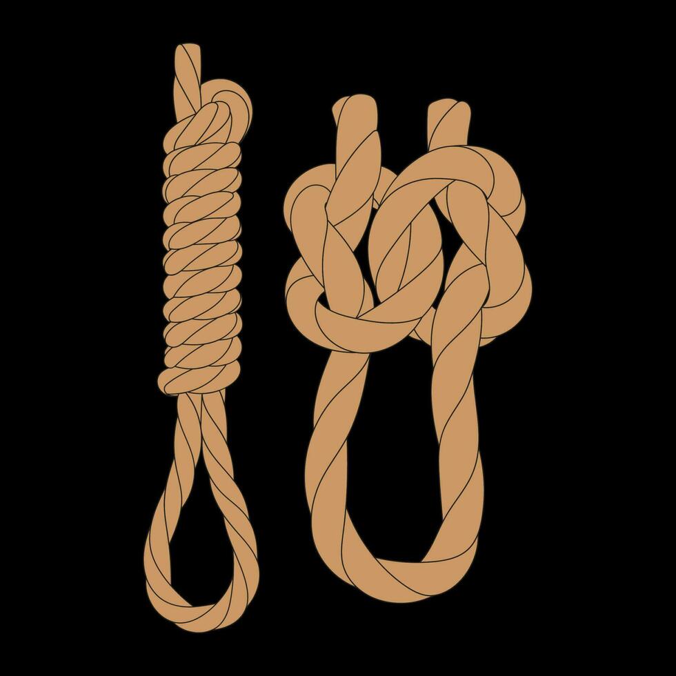 Set Of Rope Knots Borders Design Element. Vector illustration of Rope Knot. Rope Knot tamplate trainer.