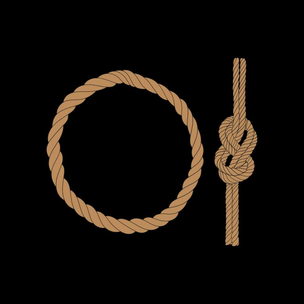 Set Of Rope Knots Borders Design Element. Vector illustration of Rope Knot. Rope Knot tamplate trainer.