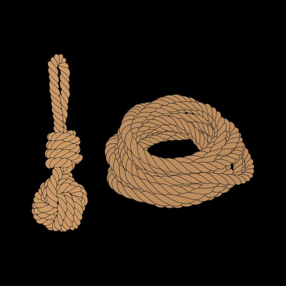 Set Of Rope Knots Borders Design Element. Vector illustration of Rope Knot. Rope Knot tamplate trainer.