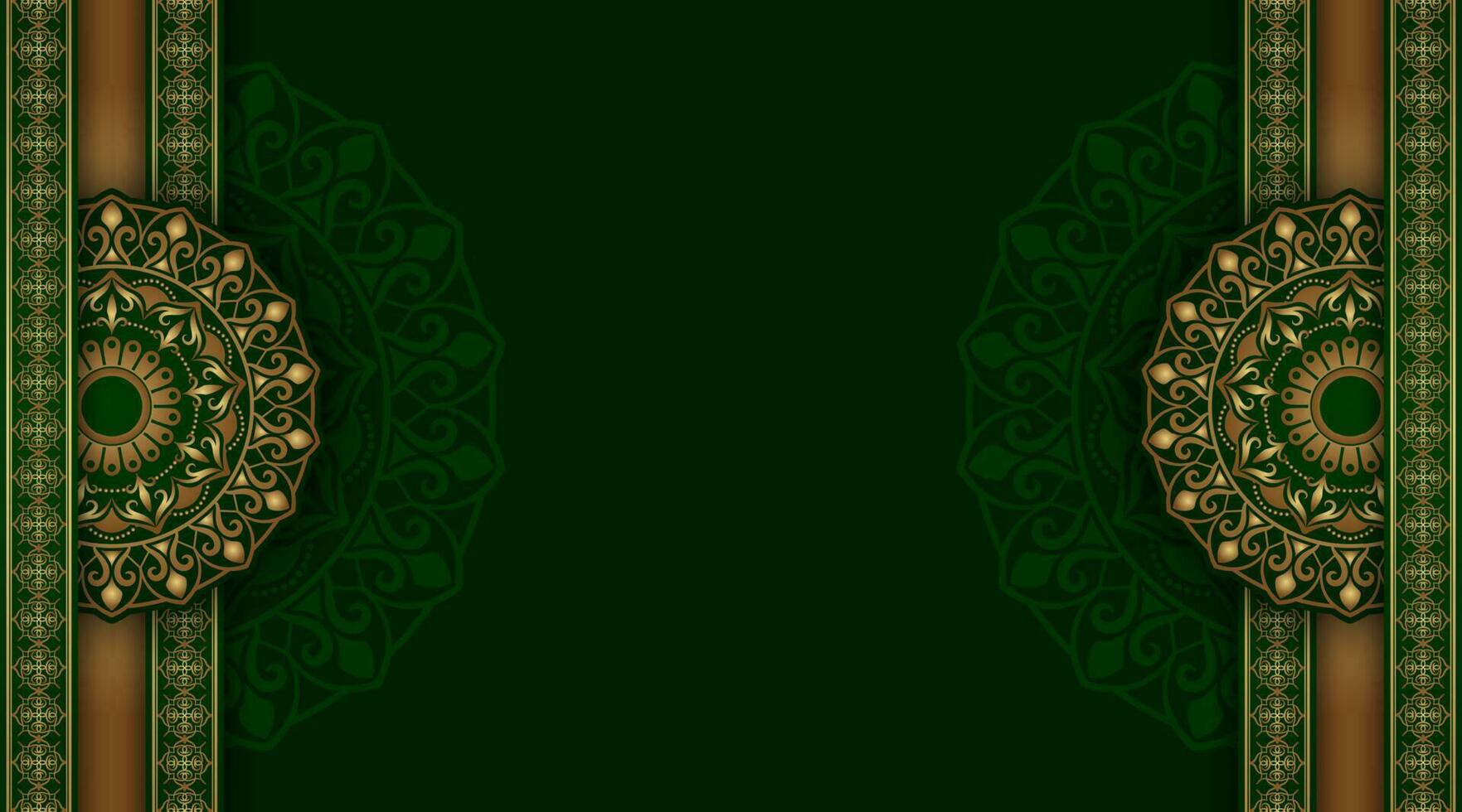 verde y dorado, fondo de mandala de lujo vector