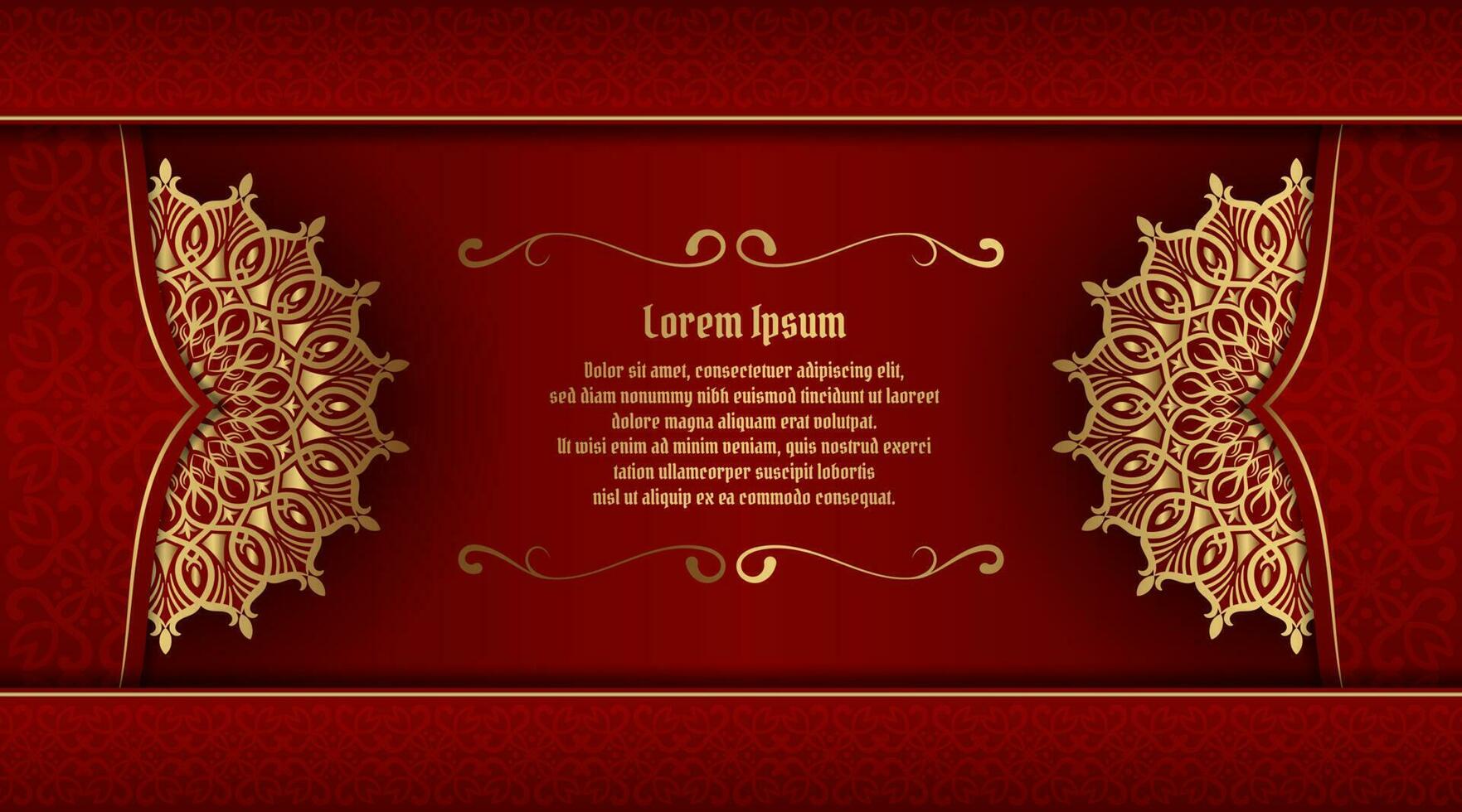 red luxury background, with gold mandala ornament vector