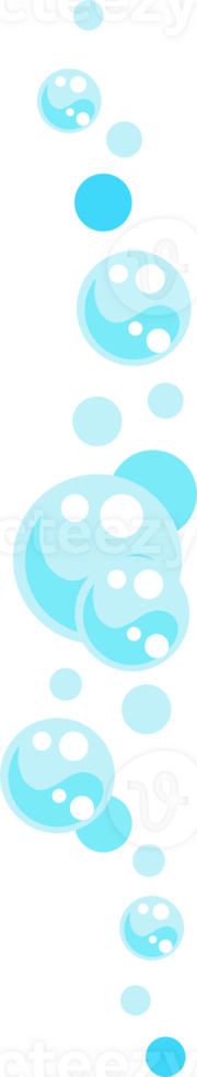 Bubbles of fizzy drink, air or soap. Streams of water. Cartoon png