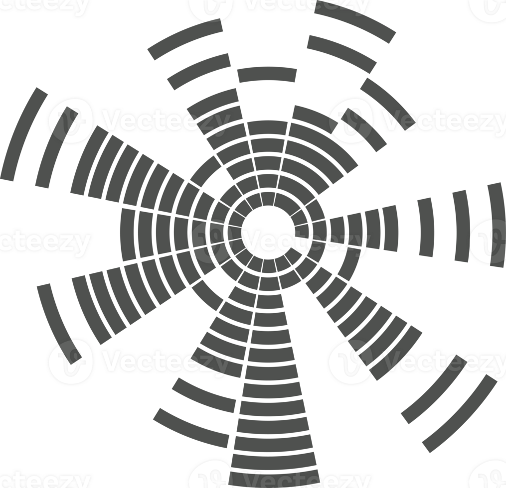 Abstract circular equalizer. Round audio eq soundwaves. Graphic abstract frame png