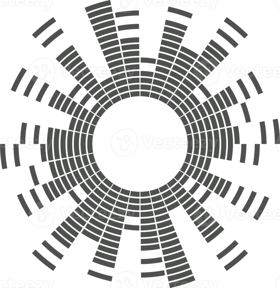Abstract circular equalizer. Round audio eq soundwaves. Graphic abstract frame png