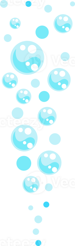 Bubbles of fizzy drink, air or soap. Streams of water. Cartoon png