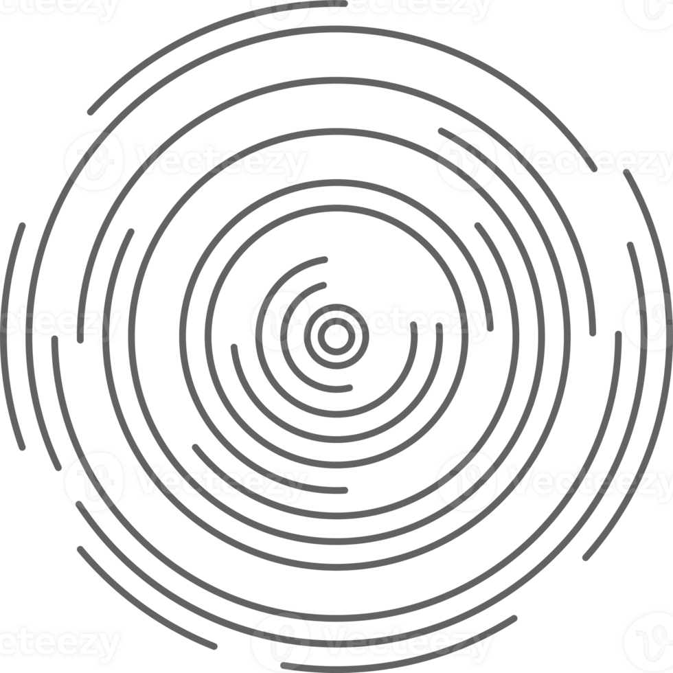 cirkel concentrisch lijnen. golfde ringen en ronde geluid golven patroon. radiaal signaal radar teken. abstract sonar png