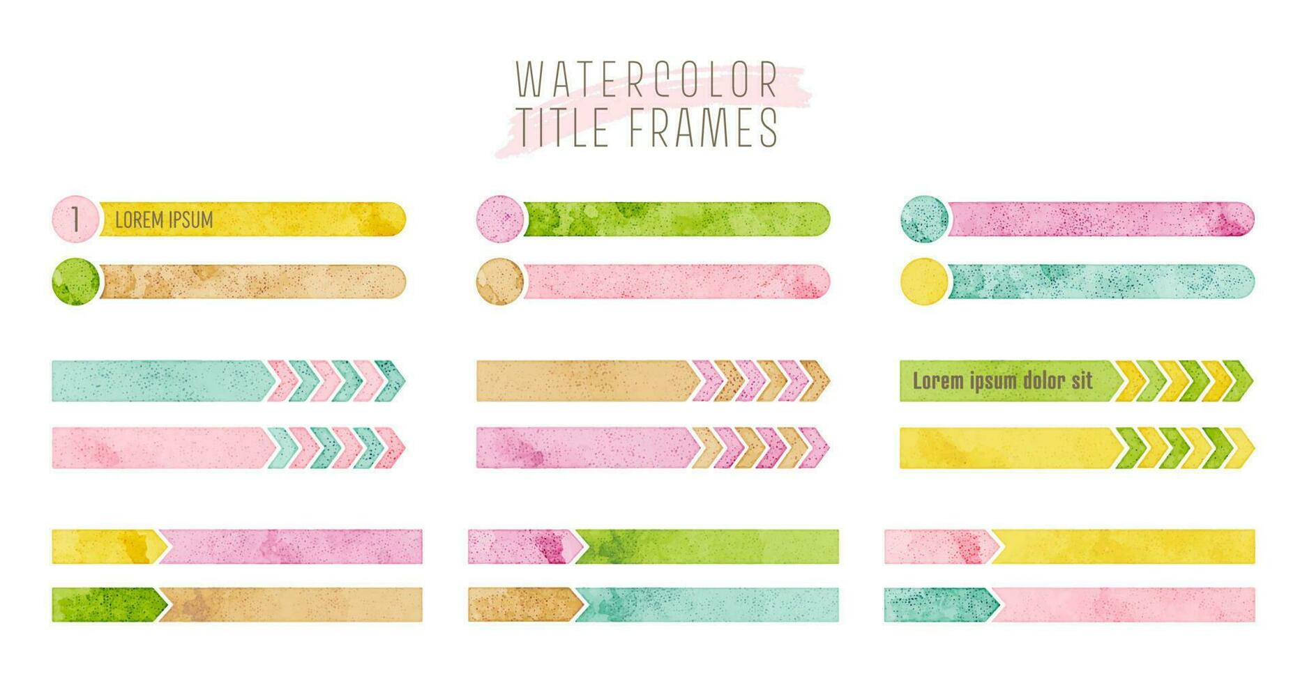watercolor colorful vector line frame set