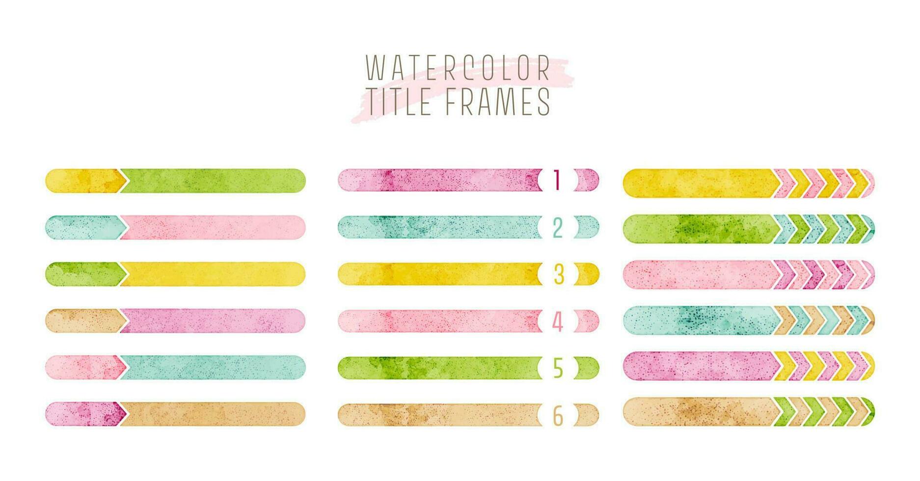 watercolor colorful vector line frame set