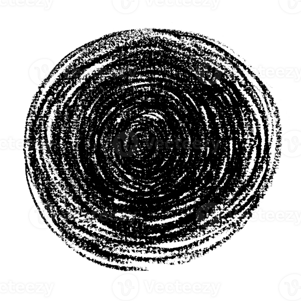 Abstract black round pencil scribble isolated on a transparent background. Stock photo png